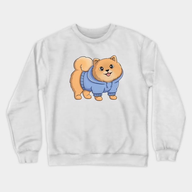 Cute And Fluffy Pomeranian Dog Crewneck Sweatshirt by Meowrye